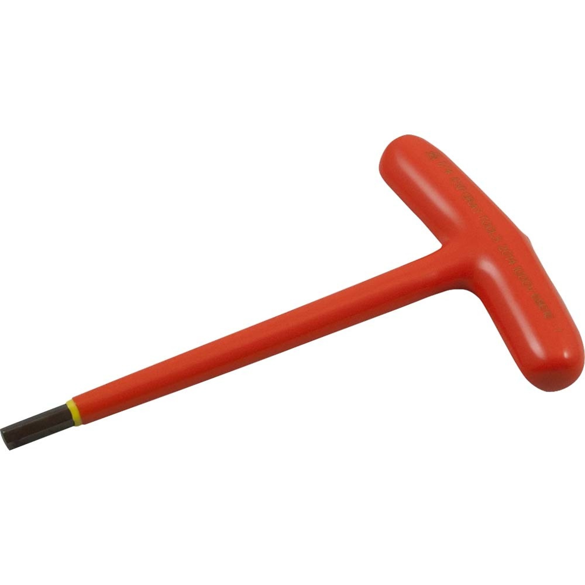 Gray Tools, 3/32in. S2 T-handle Hex Key, 1000V Insulated, Pieces (qty.) 1 Model# 68606-I